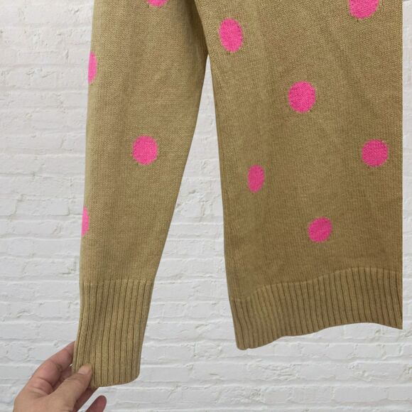Gap Polka Dot Sweater Size Large Beige Pink V-Neck Wool Blend - Picture 9 of 14